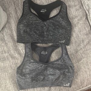 Lot 2 Pack Women’s BCG Low Support Sports Bra Keyhole Racerback Large Black Gray